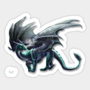 Feathered Teal Dragon Sticker